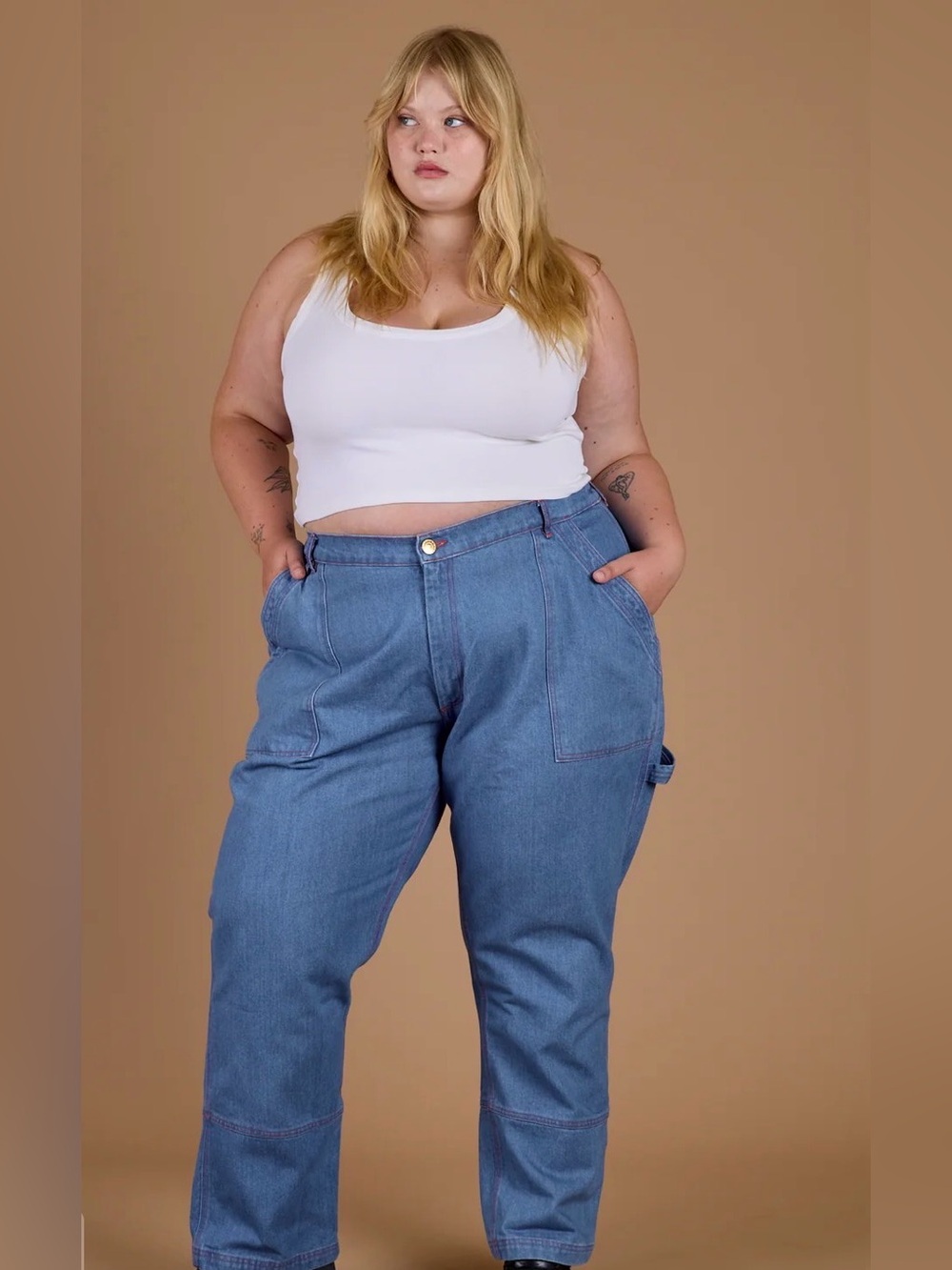 Big Bud Press Carpenter Jeans Medium Wash 2XL Cropped Raw Hem
